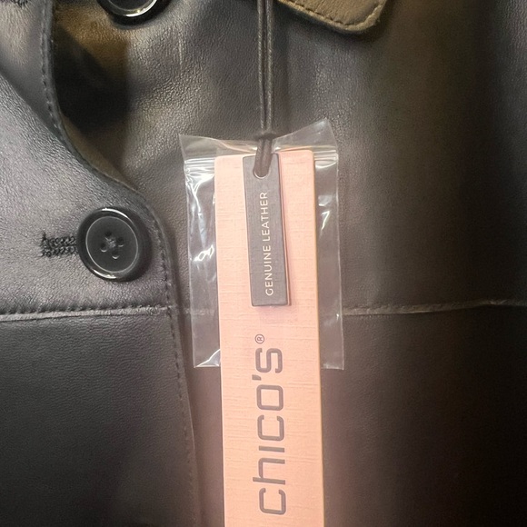 Chico's Black Leather Jacket size 12 - Picture 11 of 16